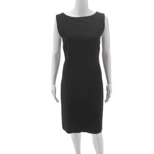 Luca Luca Womens Sheath Dress Boat Neck Midcalf Sleeveless Zip Black Size 48